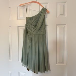 Worn Once as a Bridesmaid. Dusty Green. J Crew - Size 4. One Shoulder